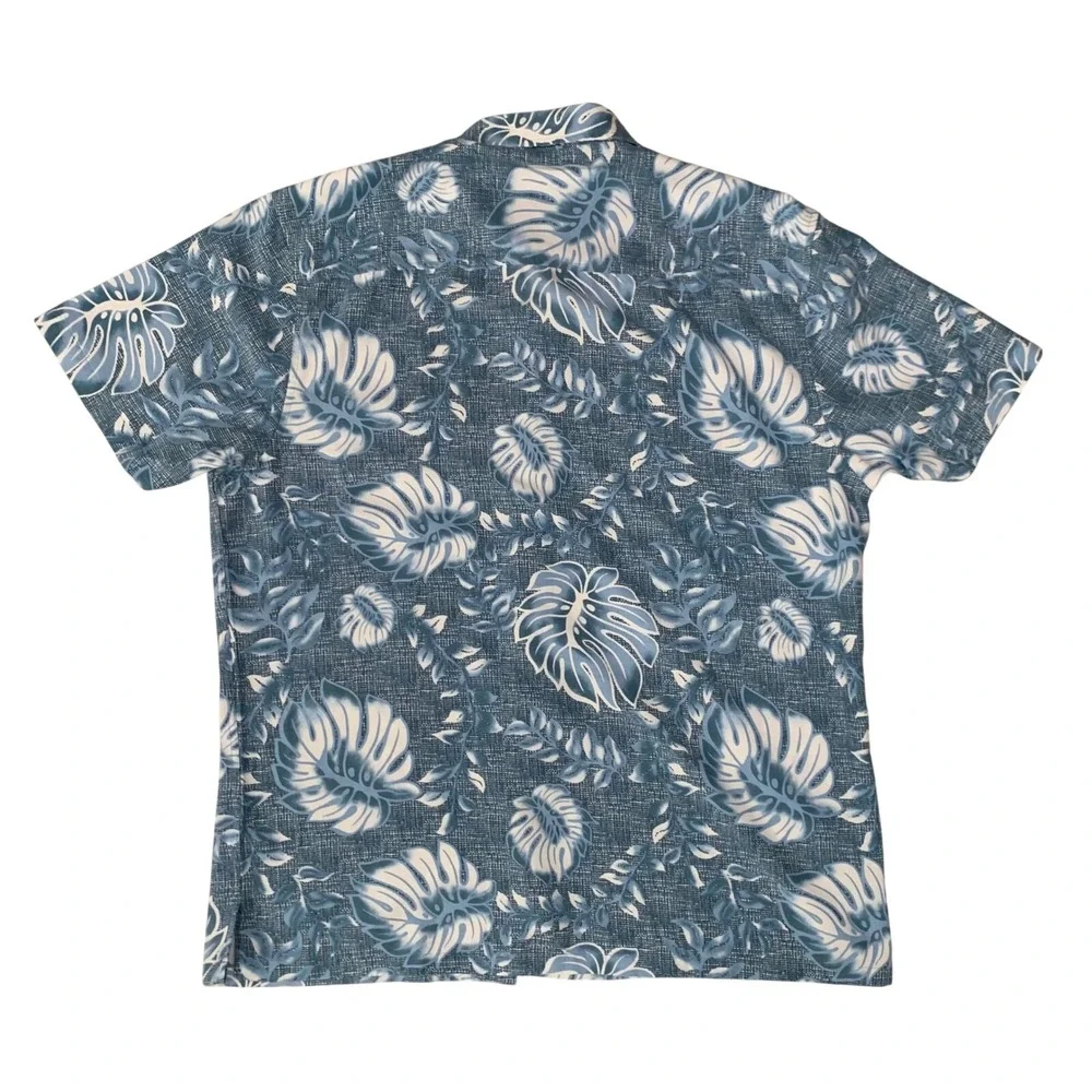 Woody's Retro Lounge Mens XL Hawaiian Shirt Blue‎ Floral Tropical Button Up